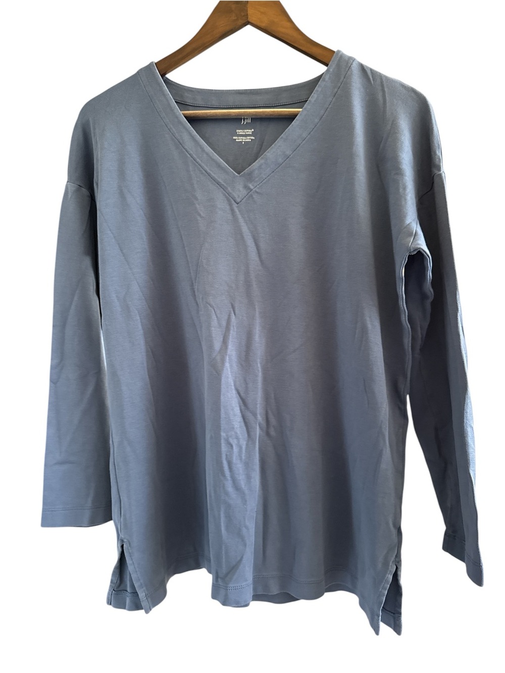 J. Jill Long Sleeve V-Neck Top in Slate Blue